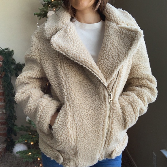 ✨H&M beige motto teddy jacket - Picture 4 of 8